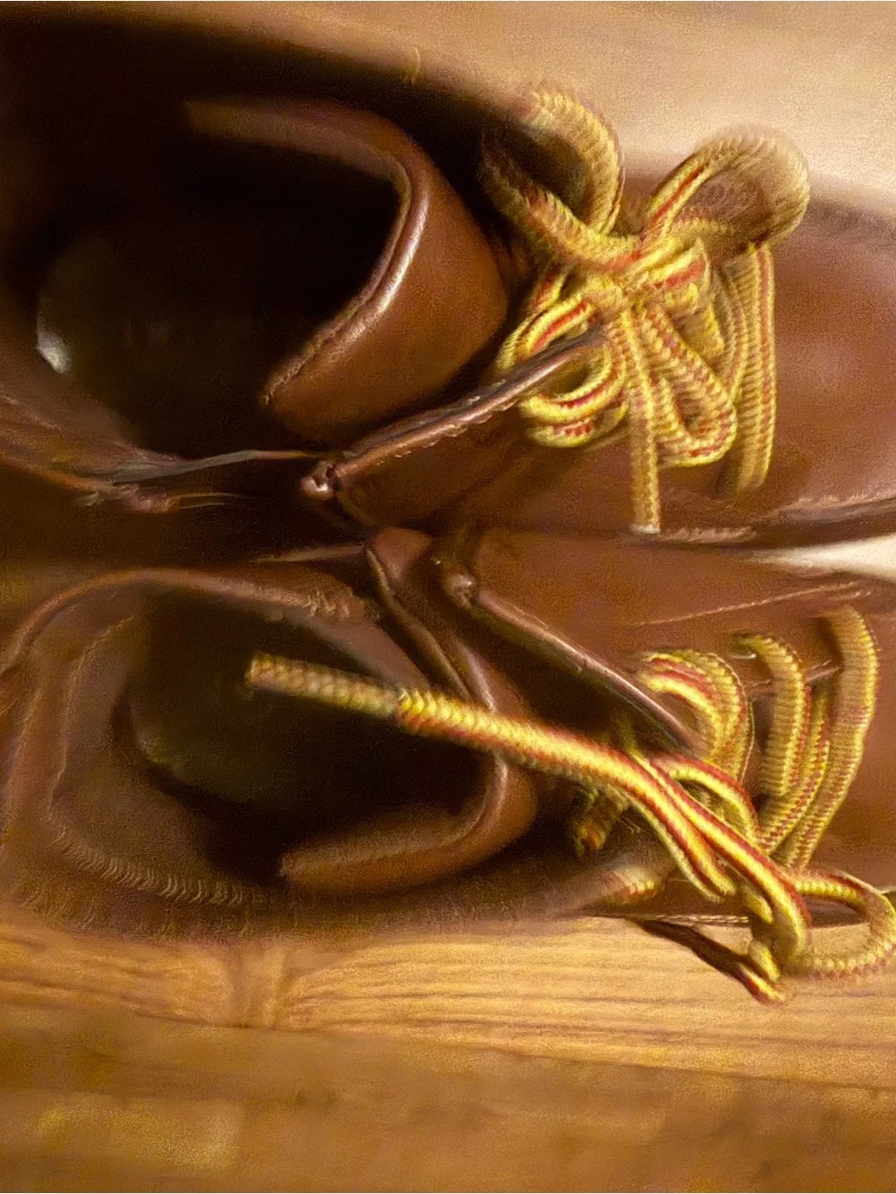 Cat & Jack Brown Kids Lace-Up Leather Boots with Yellow Accent Laces